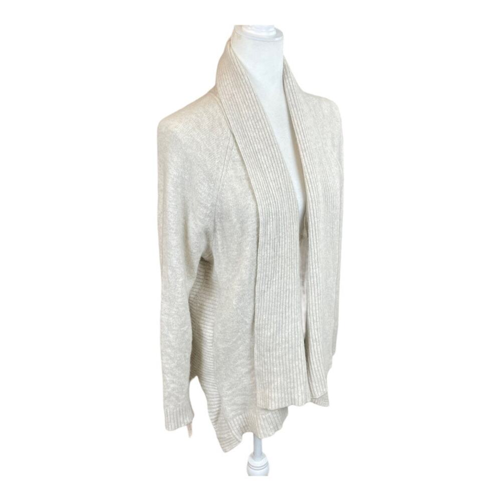 J Jill Pure Jill Cardigan Medium Wool Lagenlook Minimalist Neutral Open Ribbed